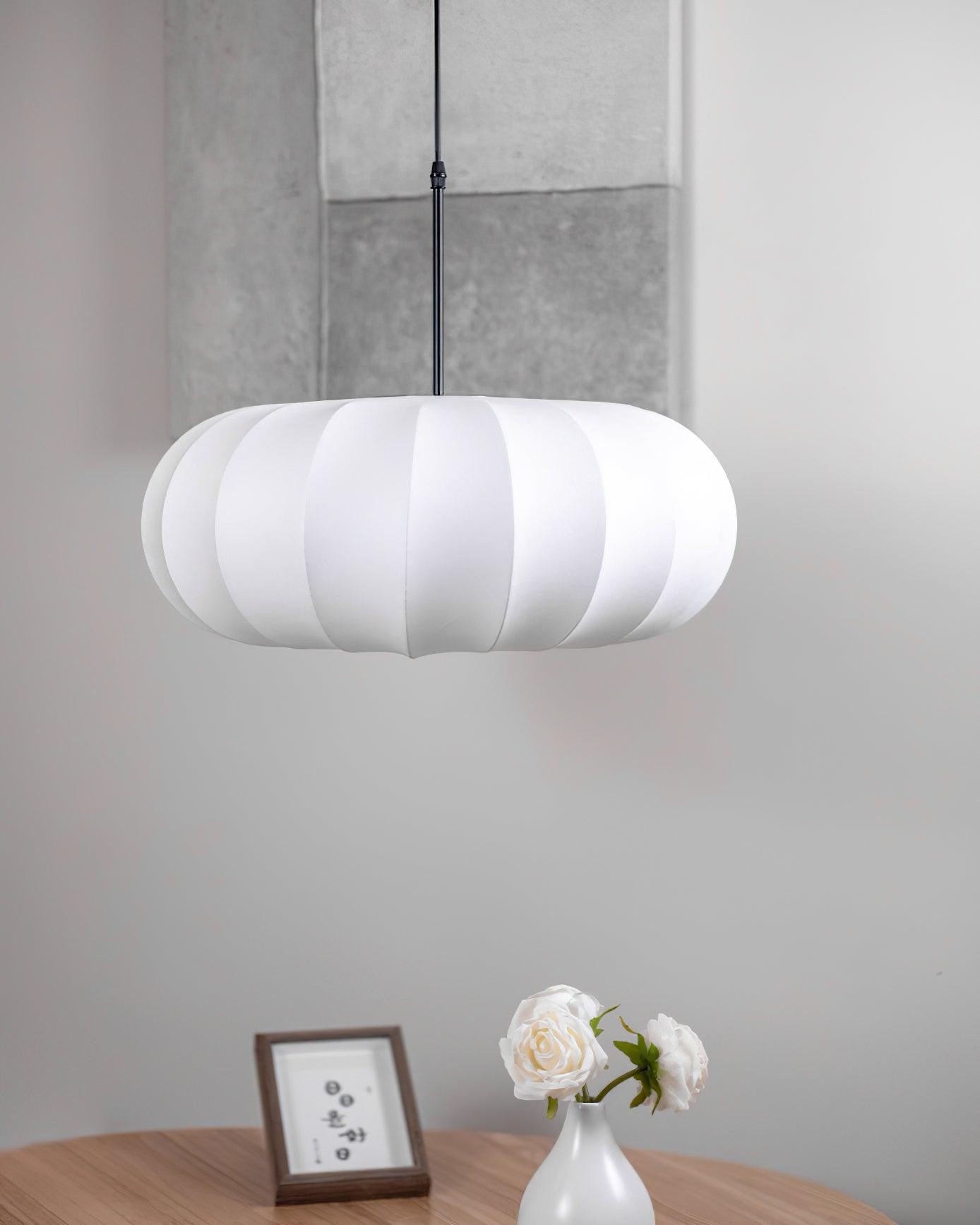 Eenvoudige Wabi-sabi witte lantaarn stoffen hanglamp HL852