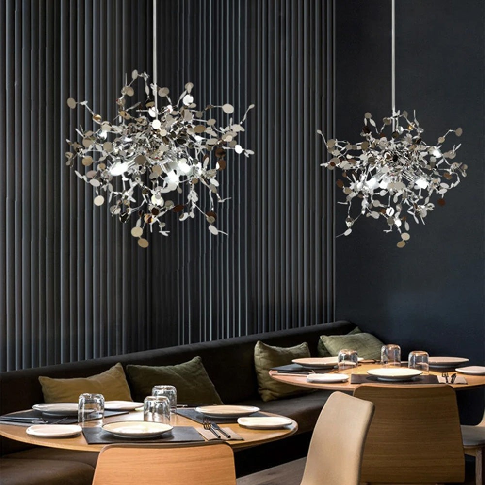Moderne creatieve decoratieve bladroestvrijstalen hanglamp HL466
