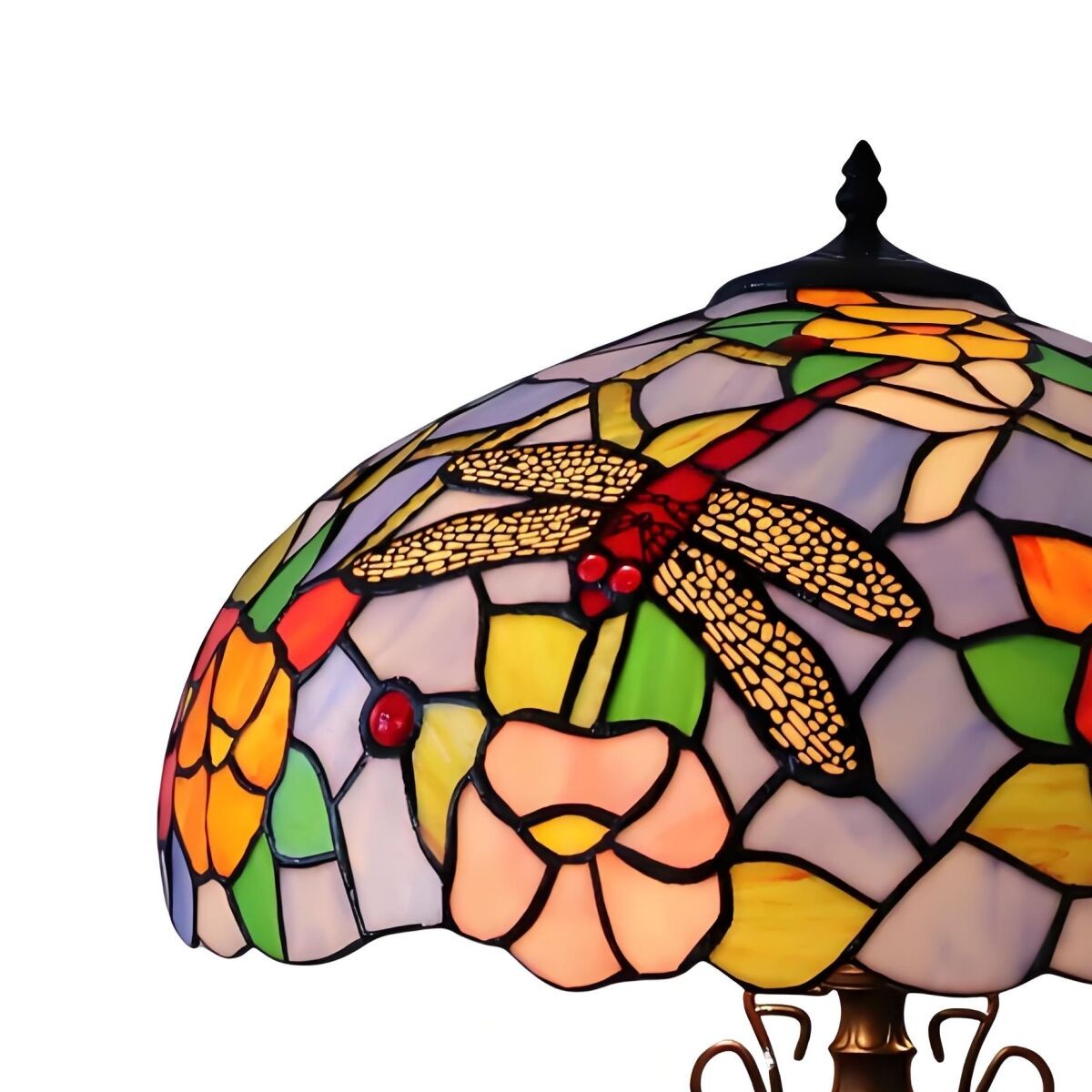 TF Keswick Dragonfly Tiffany tafellamp - Handgemaakte glas-in-loodkap voor woonkamer of slaapkamer HL2133