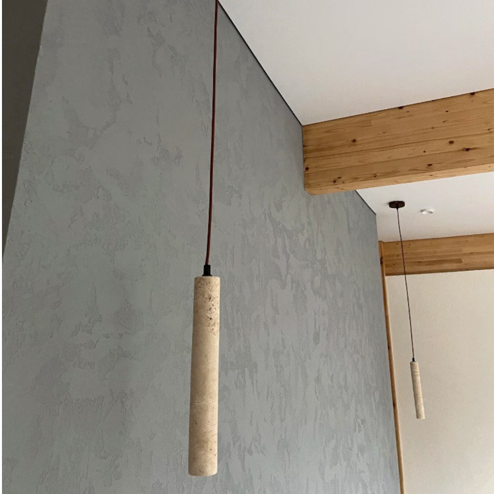 Moderne hanglamp HL3410 met marmeren travertin cilinder.