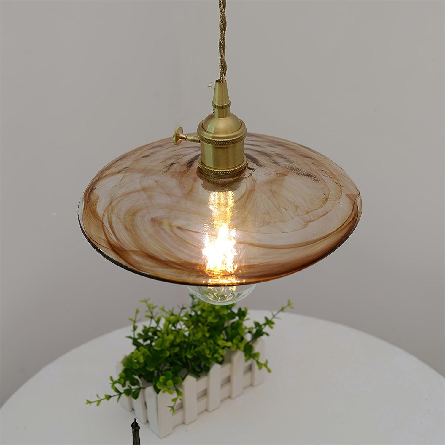 Messing Vintage Helder Glazen Hanglamp HL623