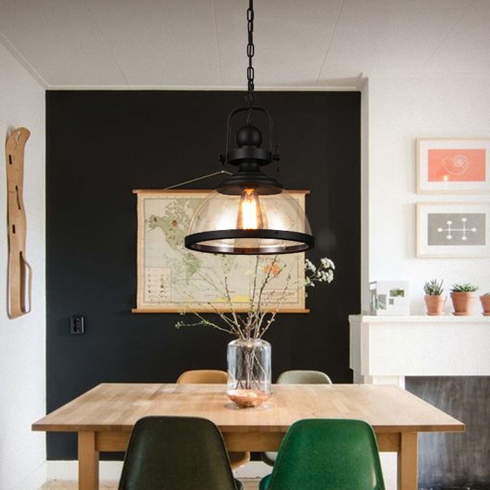 Moderne industriële stijl koepelvormige glazen hanglamp HL481