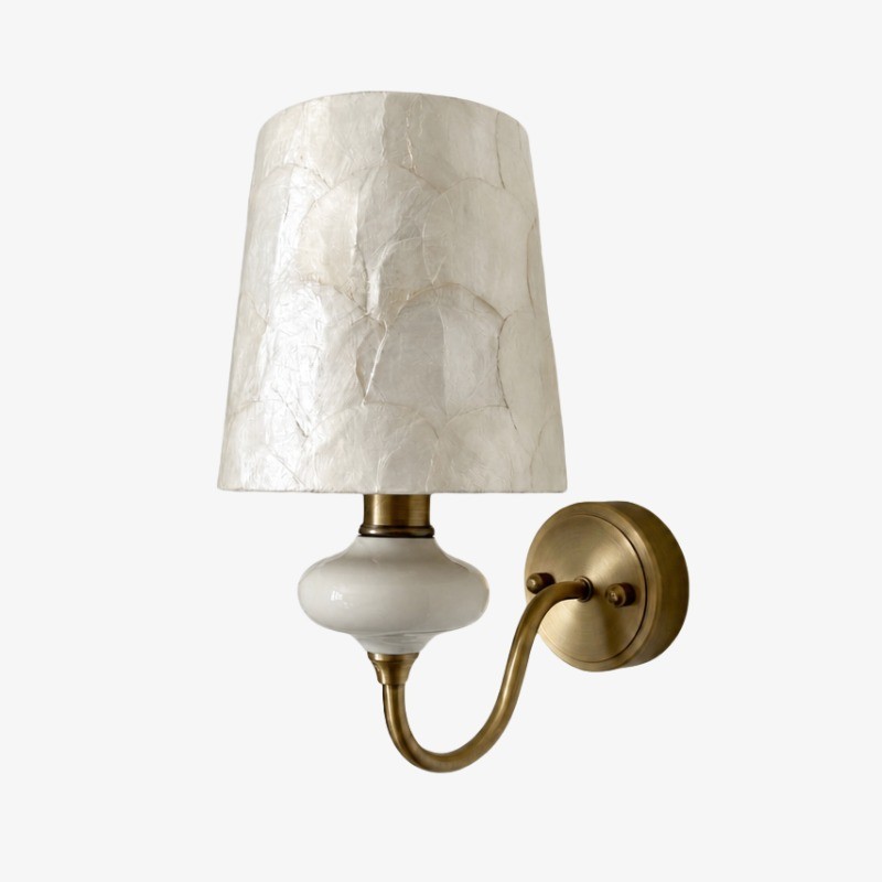 Shellure Keramische Schelp Wandlamp - Elegante Franse Stijl Slaapkamer Accentlamp HL3552