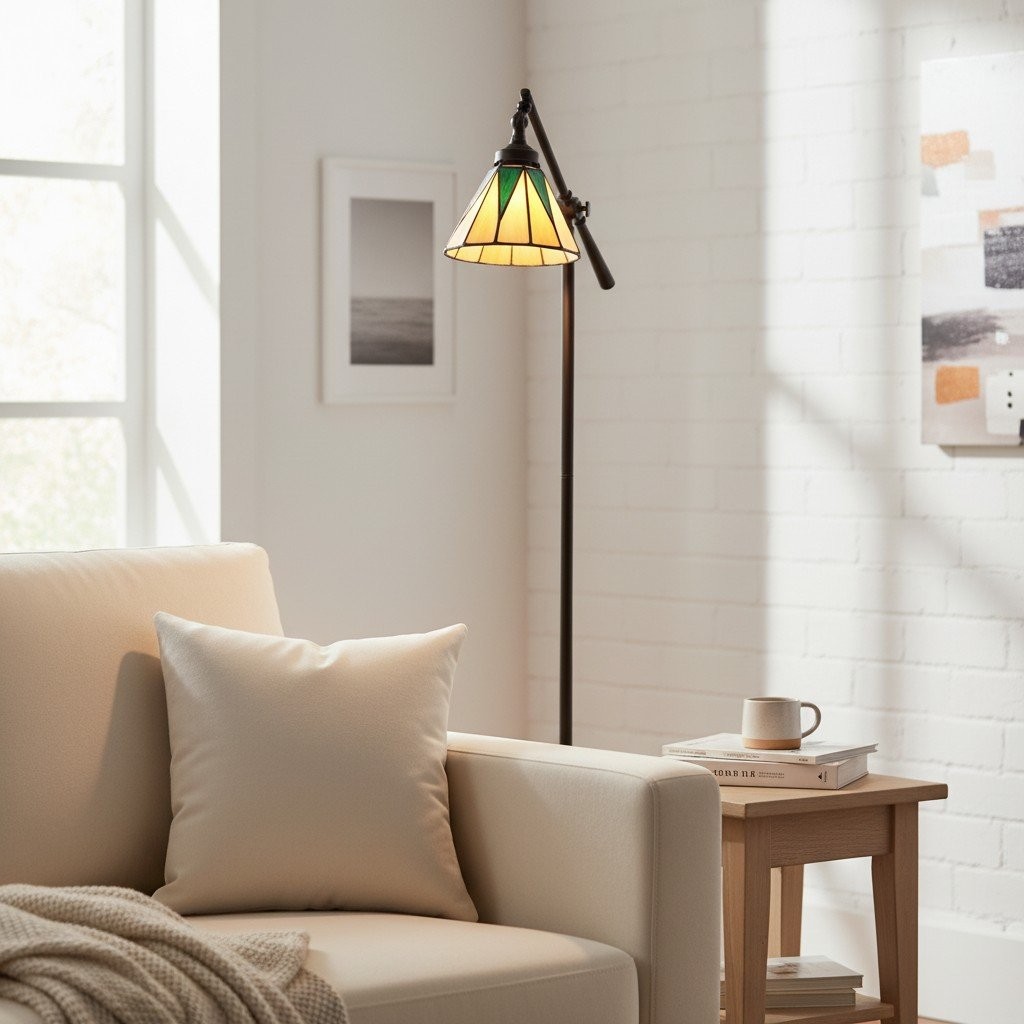 TF Dark Star Tiffany Task vloerlamp - Art Deco vloerlamp met glas-in-lood voor de woonkamer HL2249
