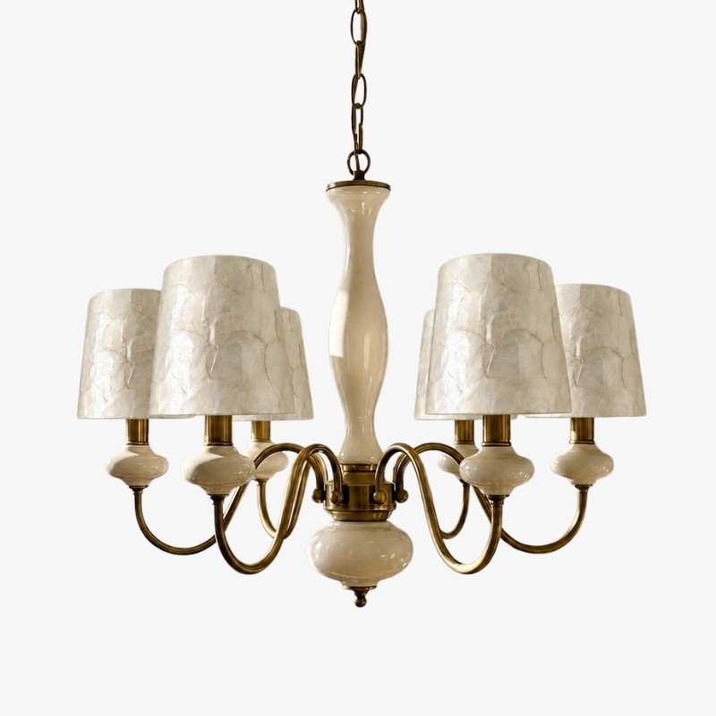 Shellure Retro Kroonluchter met Schelptextuur - Sculpturale Verlichting voor een Kustwoning HL3533