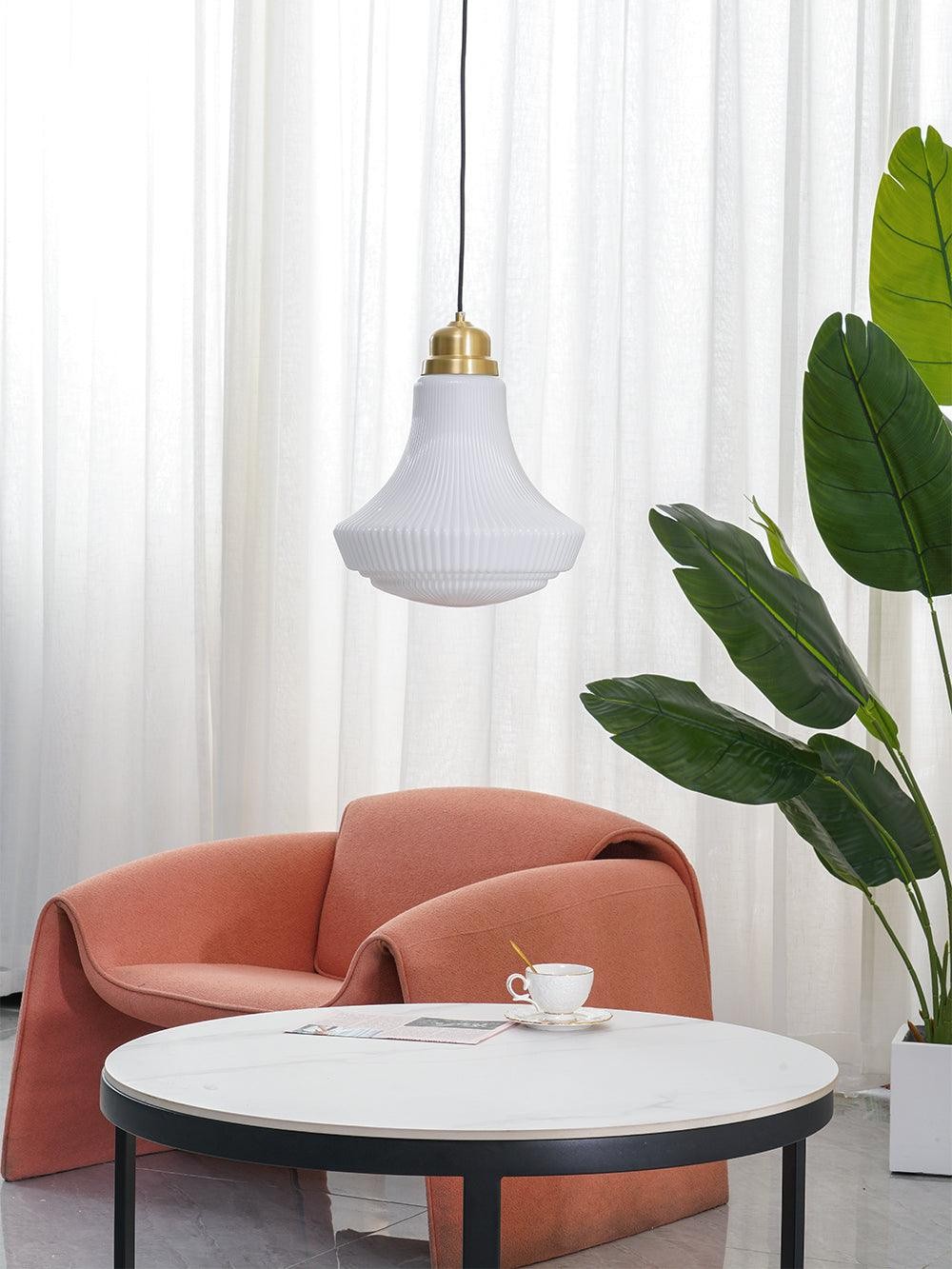Klassieke messing albasten glazen hanglamp HL746