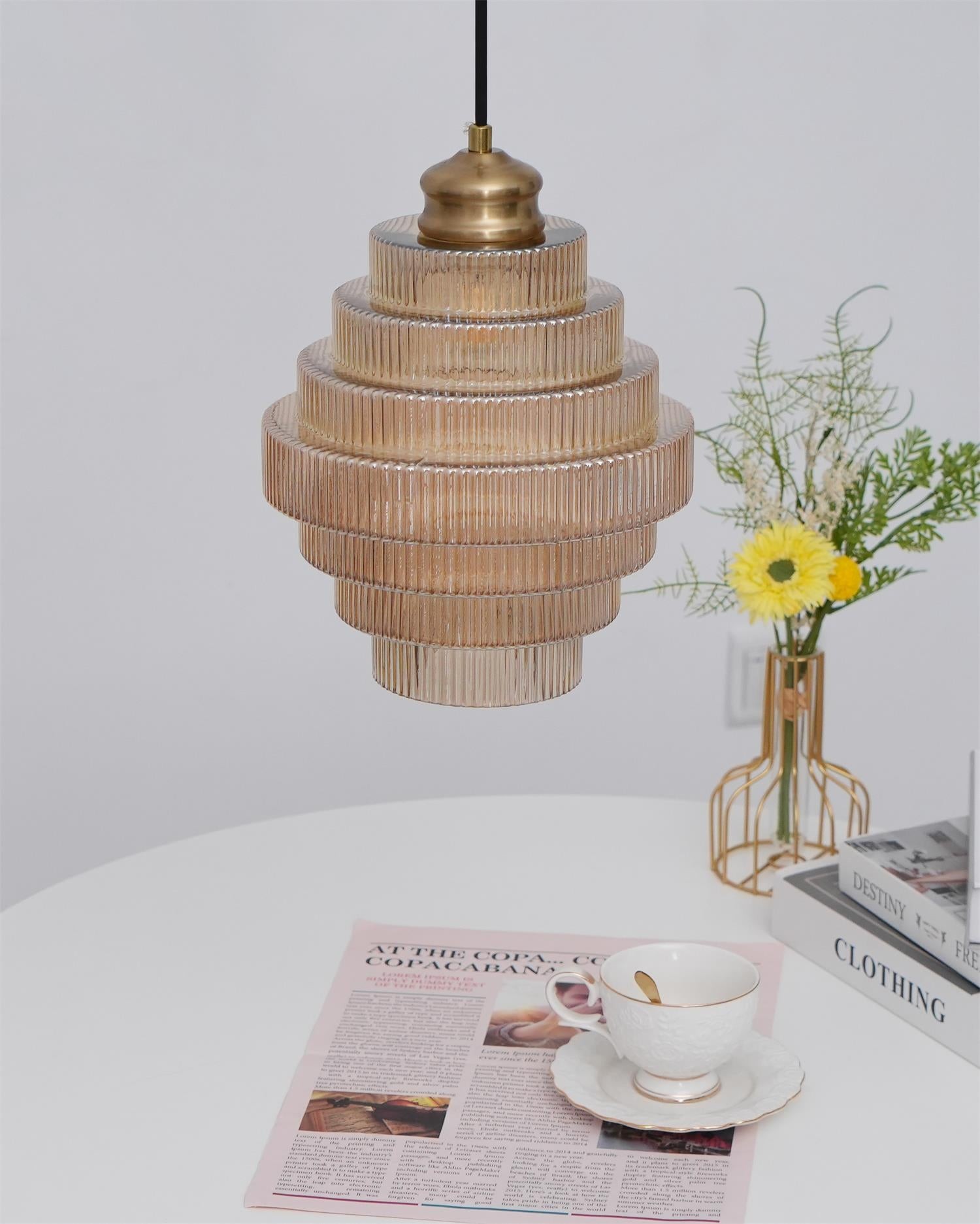 Moderne Creatieve Hanglamp van Geplooid Glas - Flesvormige Hanglamp voor de Eetkamer HL615