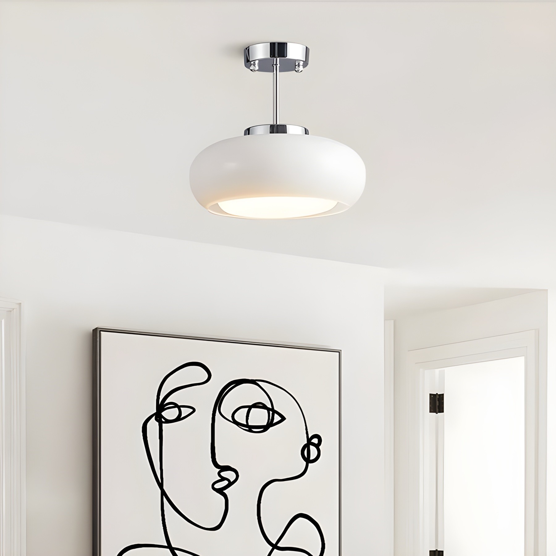 Retro messing schijf Bauhaus glazen plafondlamp HL167