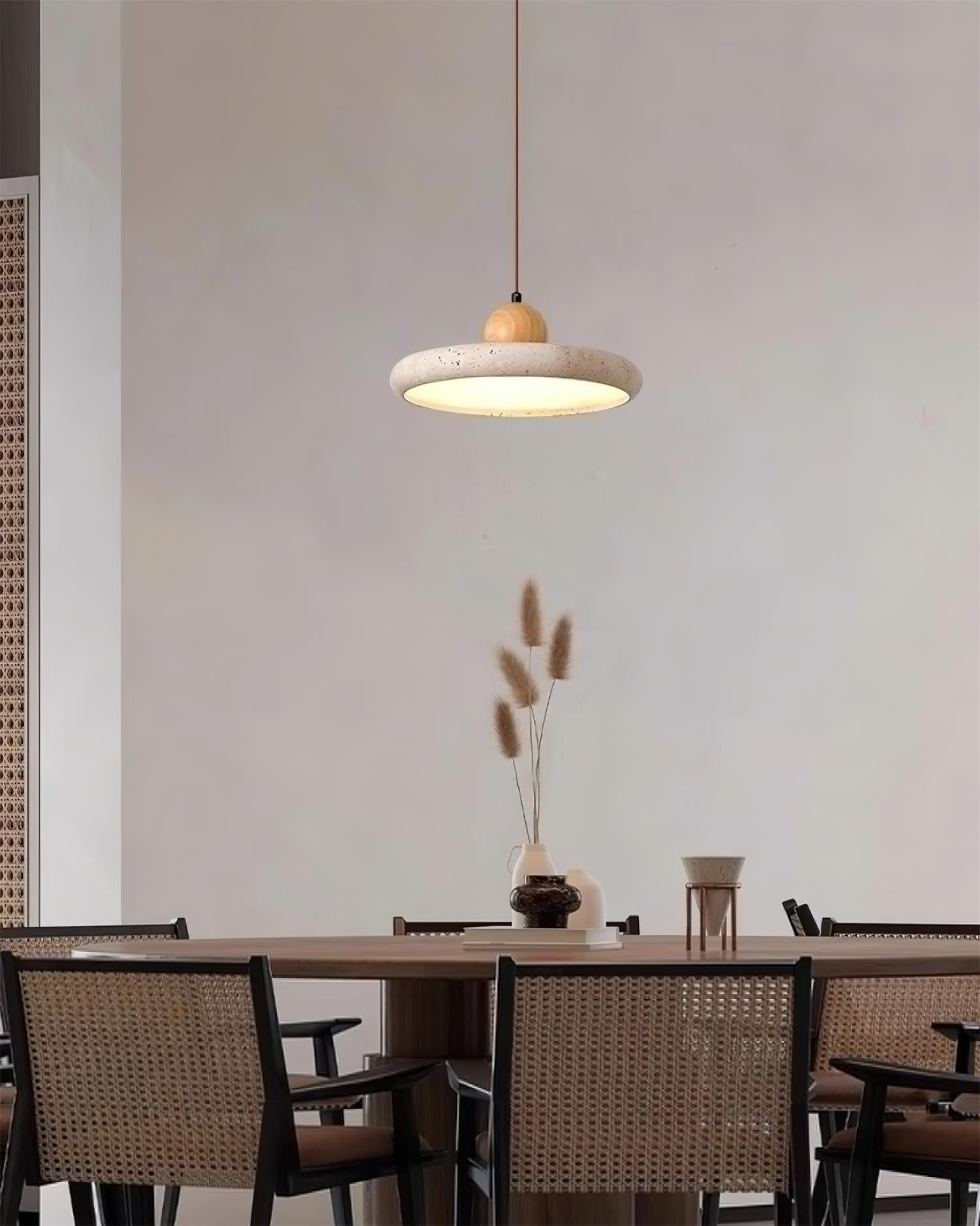Moderne minimalistische houten travertijn schijf hanglamp HL586