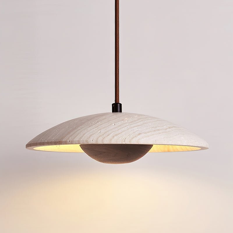 Crèmekleurige houten hanglamp HL737