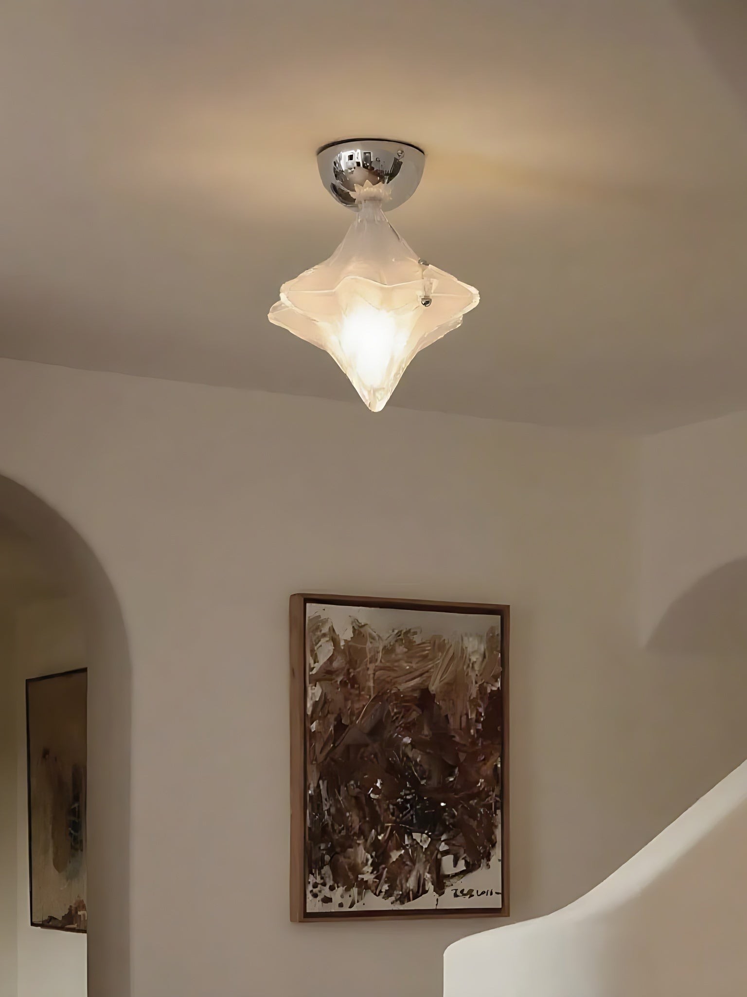 Art Deco Star Plafondlamp - Gematteerd glazen armatuur voor hal en entree - Astris Ceres HL1793