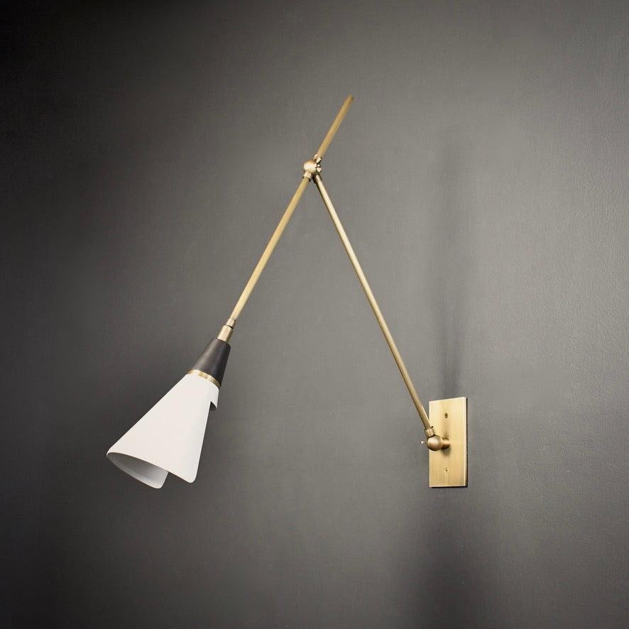 Vintage metalen verstelbare wandlamp met zwenkarm HL966