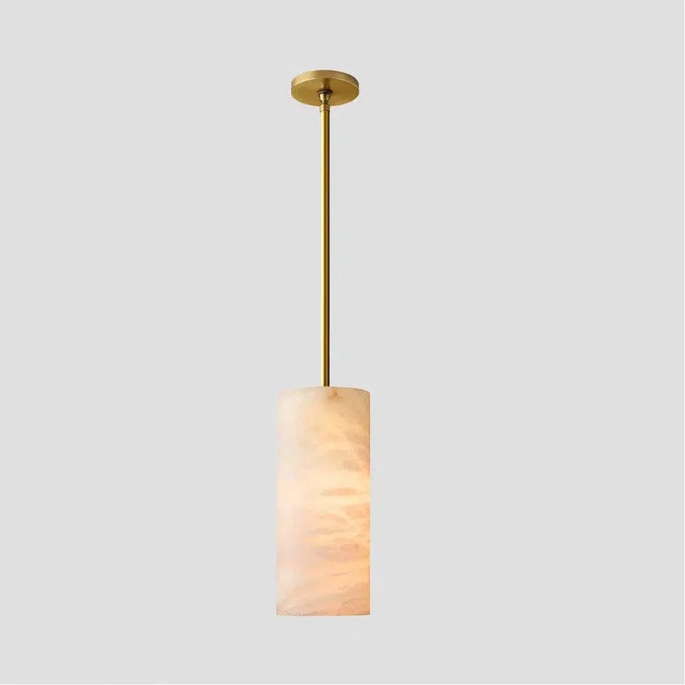 Handgesneden albasten cilinder hanglamp HL1418