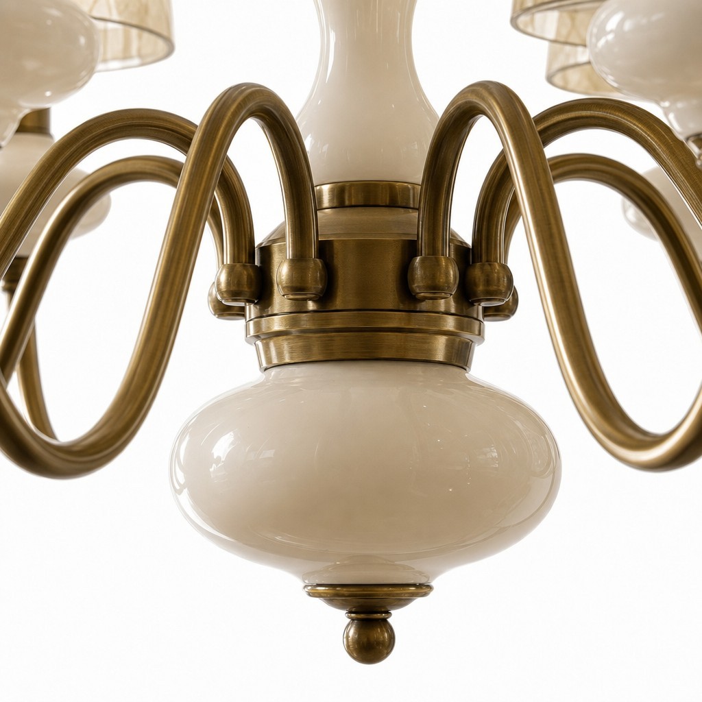 Shellure Retro Kroonluchter met Schelptextuur - Sculpturale Verlichting voor een Kustwoning HL3533