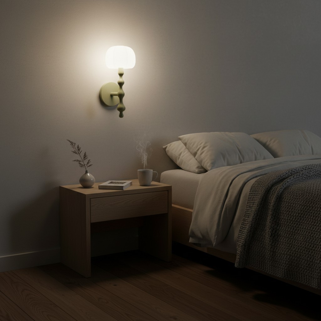 Savara moderne wandlamp met gebogen voet - zachte, diffuus verlichte stoffen kap voor hallen en woonkamers HL1902