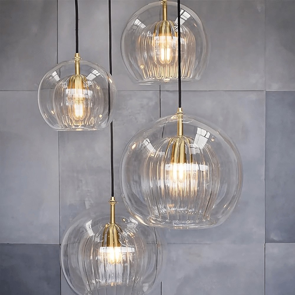 Moderne geplooide glazen hanglamp HL954