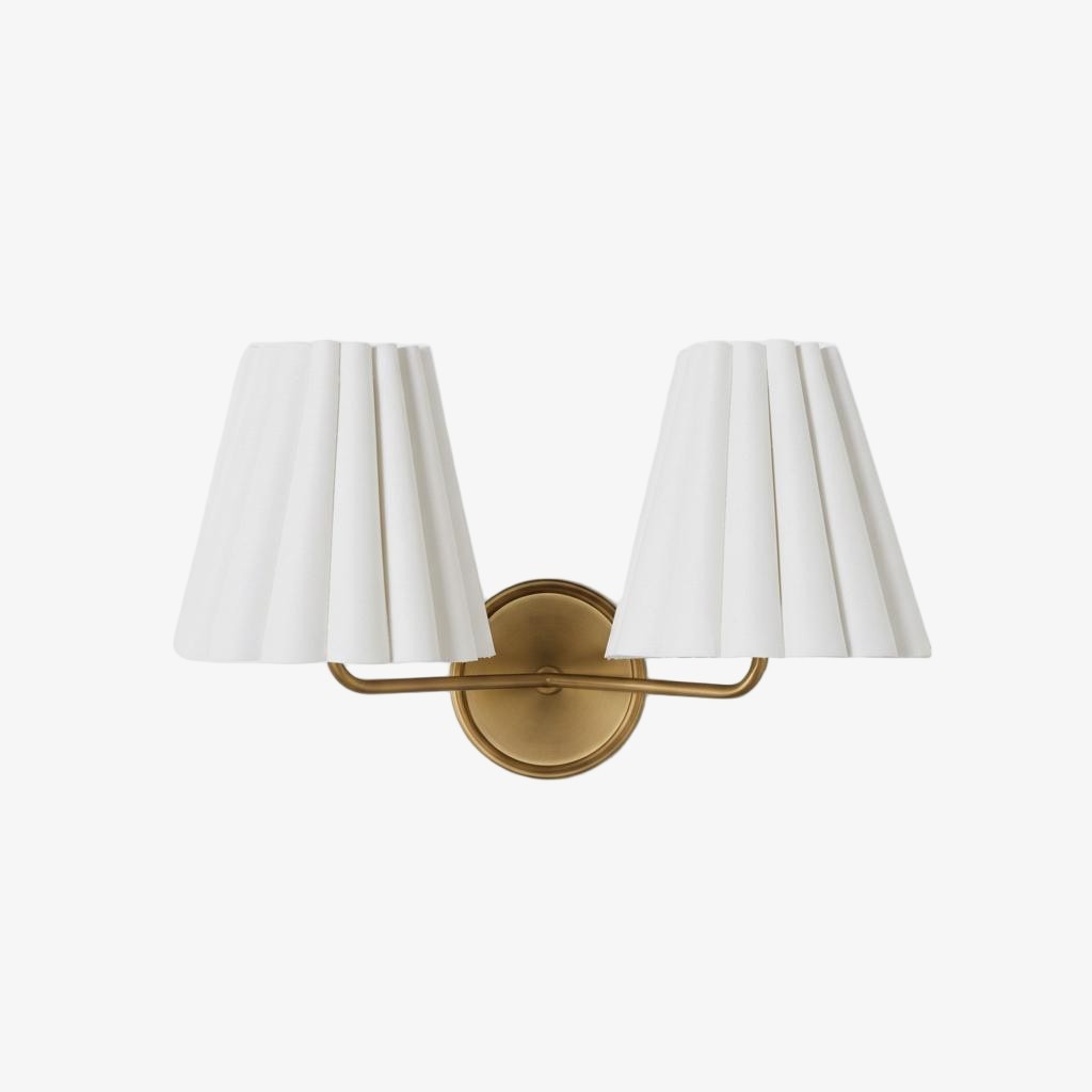 Ruffmeto stoffen wandlamp – met geplooide details op een sculpturaal metalen frame voor studeerkamer of hal HL2279