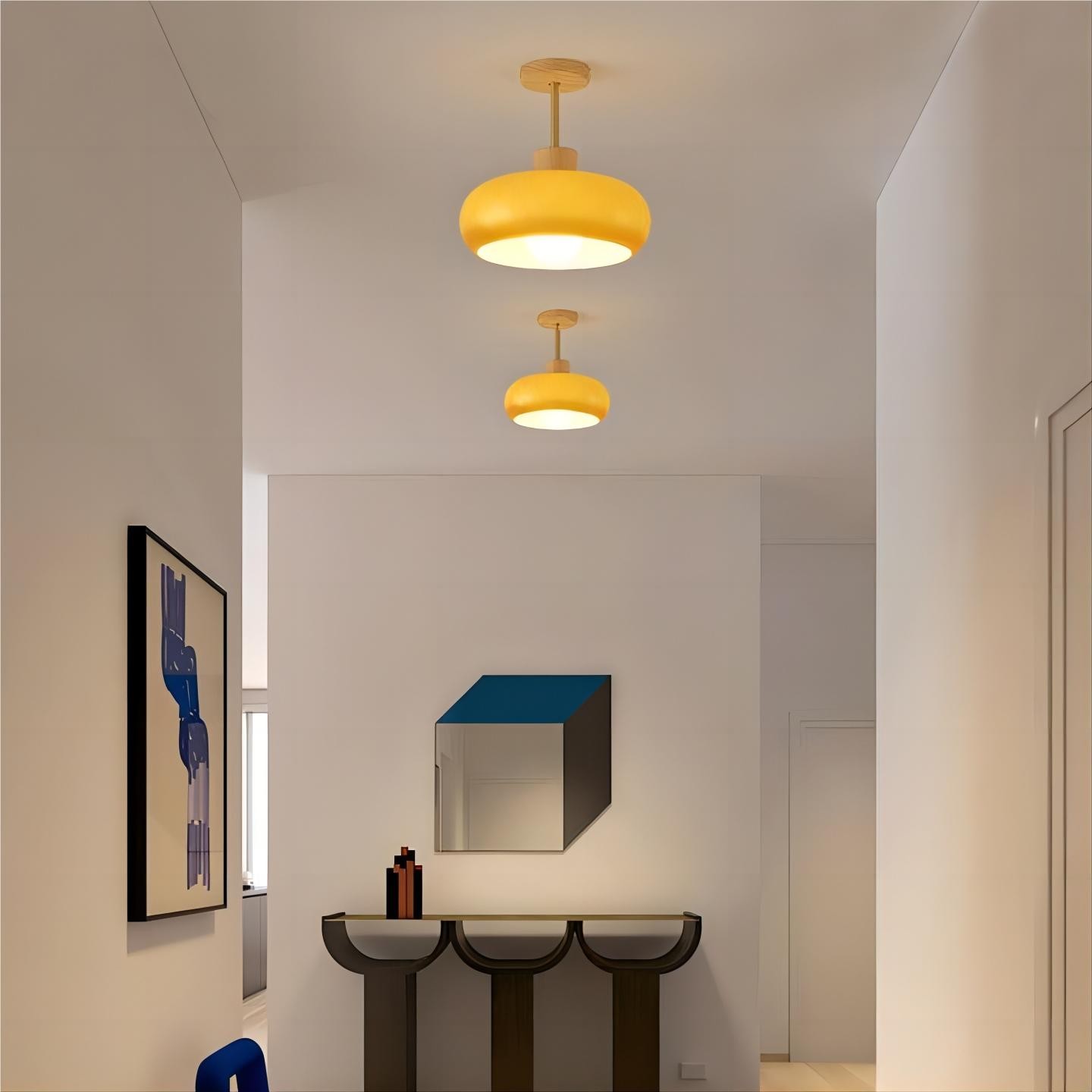 Vintage Bauhaus Glazen Schijfplafondlamp HL153