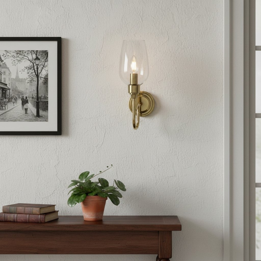Clarione Art Deco wandlamp met transparante glazen kap - Modern metalen ontwerp voor gangen HL2112