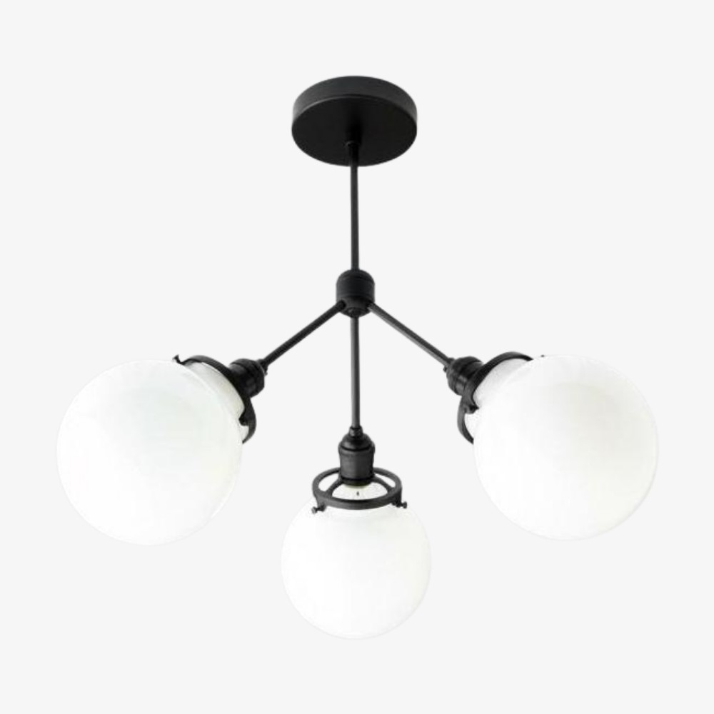 Glorica Glazen Kroonluchter - Messing Bolvormige Plafondlamp met Opaal Kap HL1692