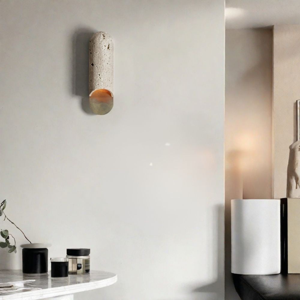 Capsule Wandlamp - Ovaal Travertijn en Marmer Design HL1049