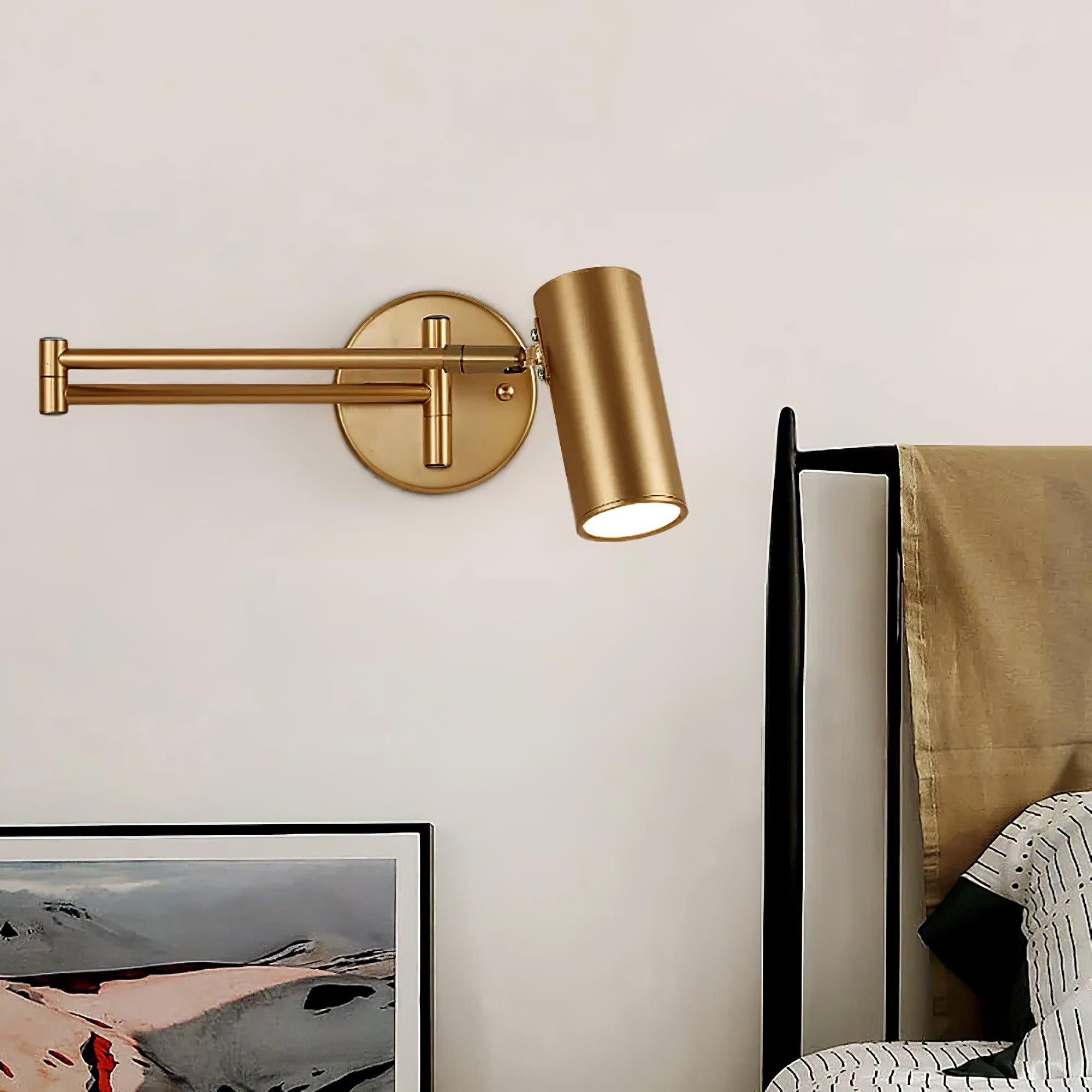 Moderne metalen cilindervormige wandlamp met zwenkarm HL1076