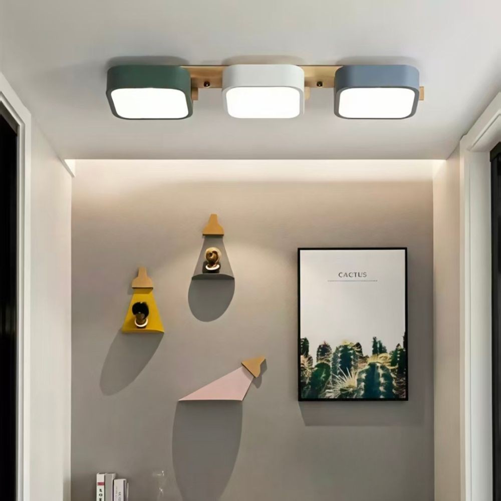 Houten blok plafondlamp - Nordic vierkante LED keukenverlichting HL1348