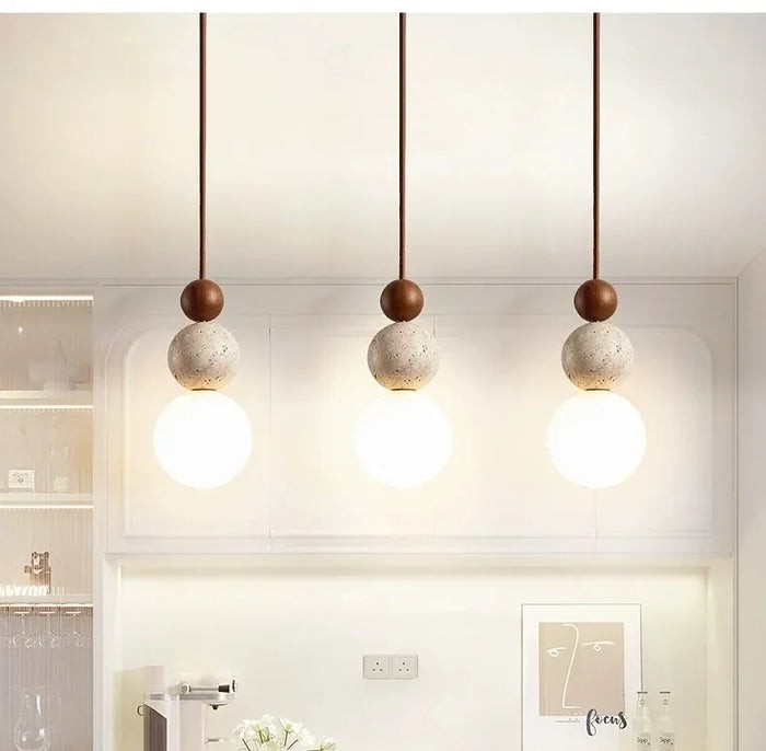 Travertijnsteen Crème Retro Minimalistische LED Hanglamp HL3466