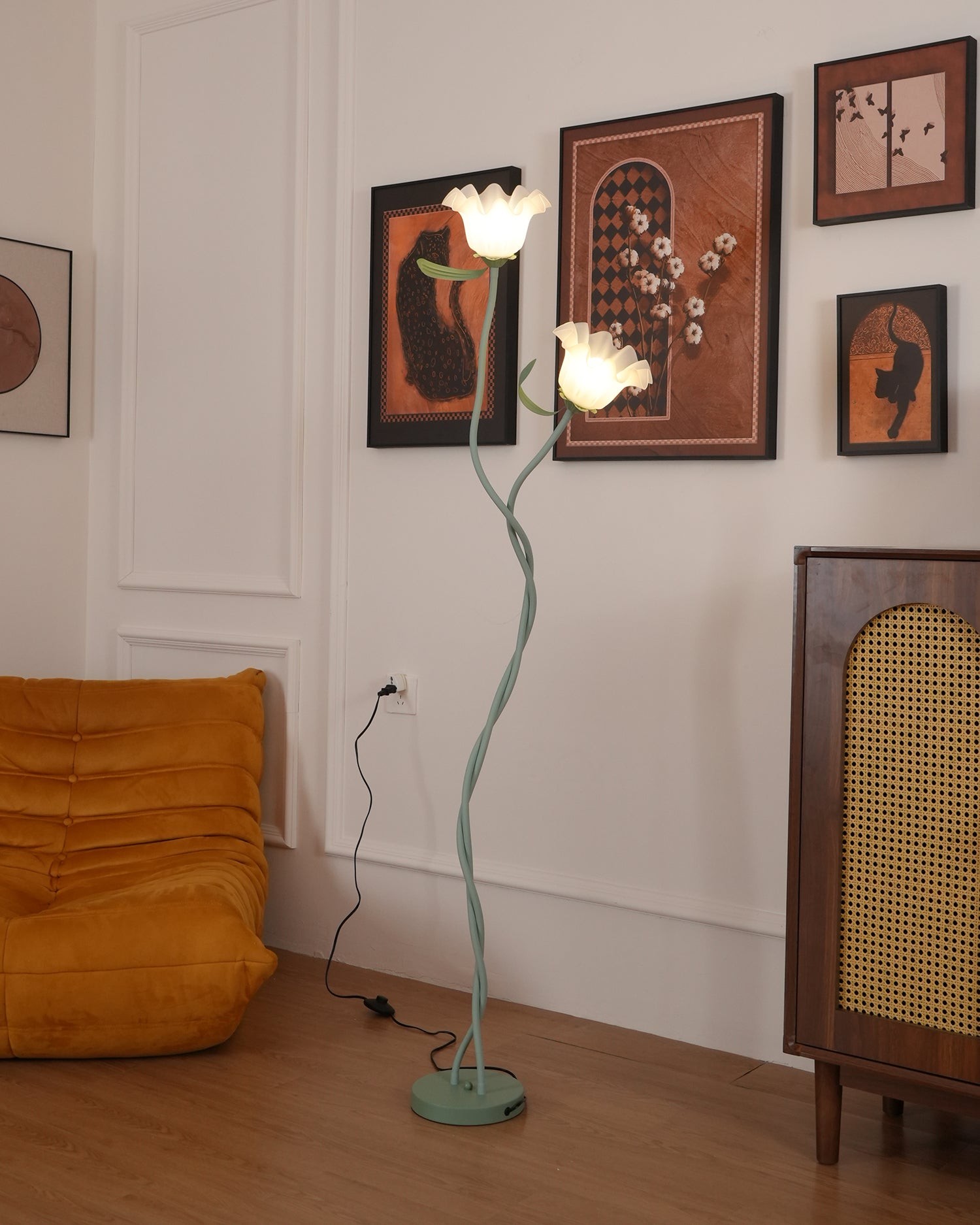 Creatieve multi-kops wikkelbloemvormige vloerlamp HL403