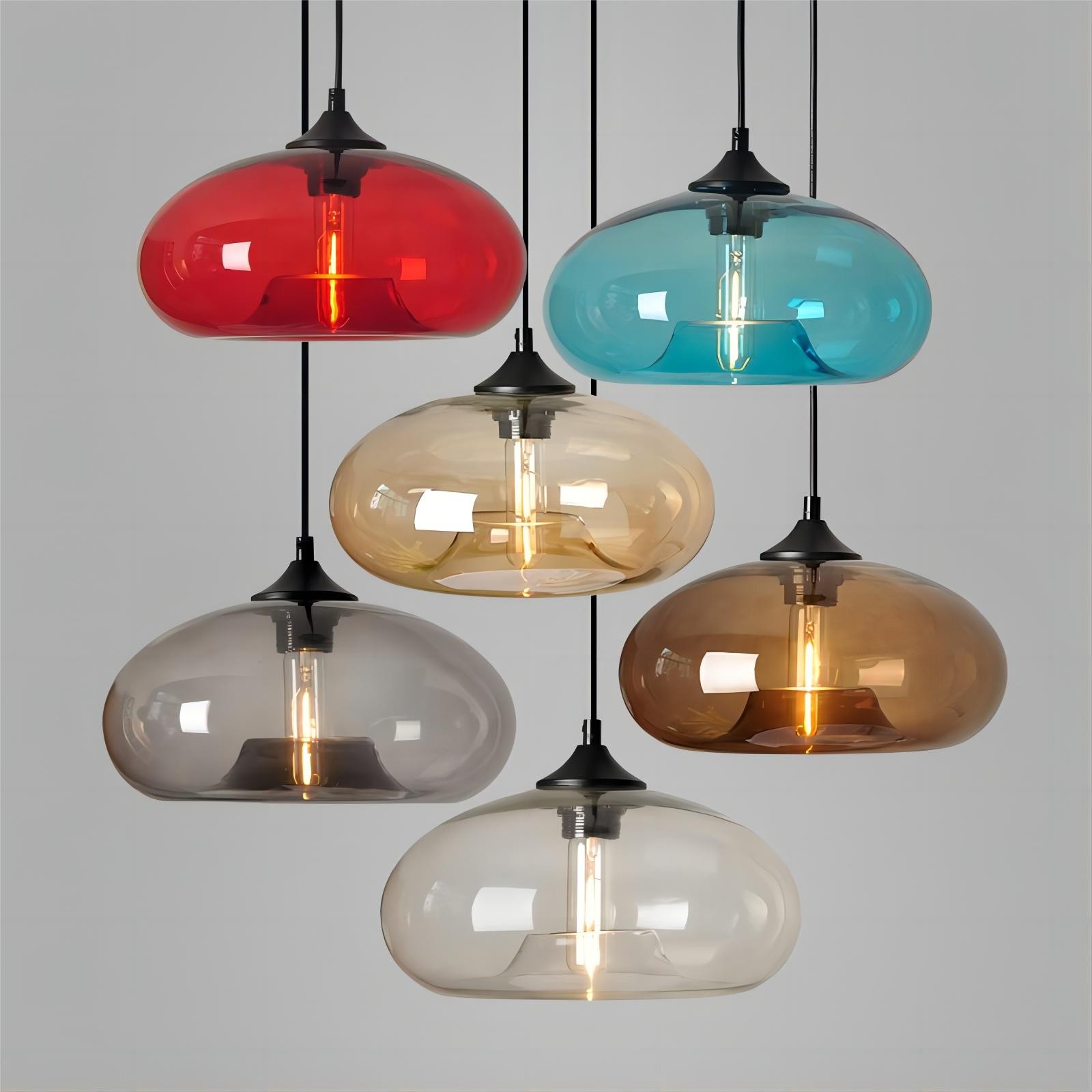 Scandinavische Macaron transparant glas kunst hanglamp HL109