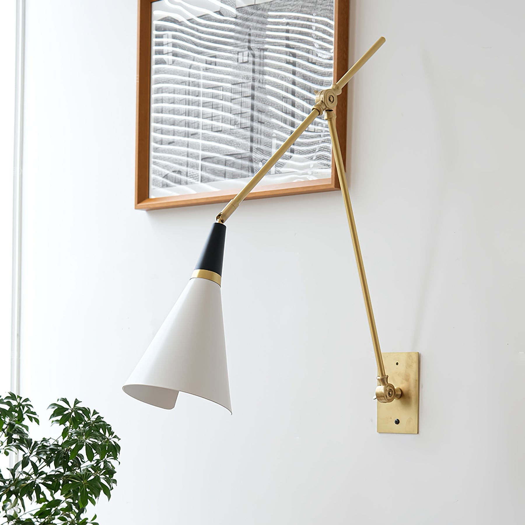 Vintage metalen verstelbare wandlamp met zwenkarm HL966