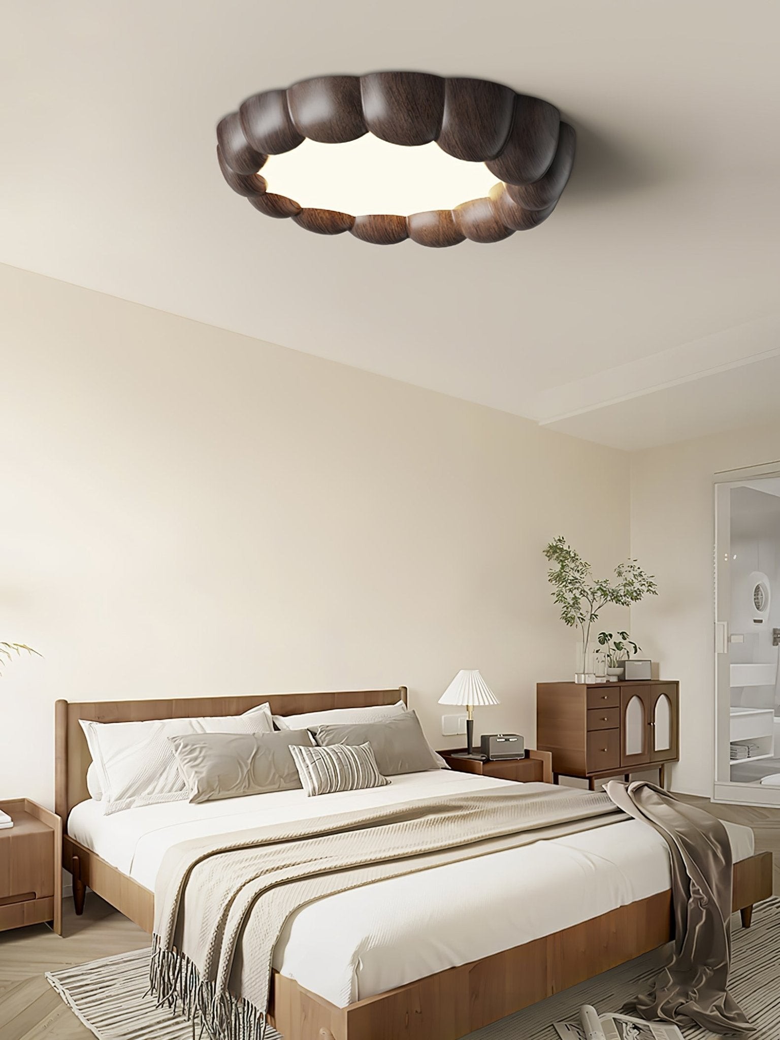 Plafondlamp met imitatiehouten rimpel HL441