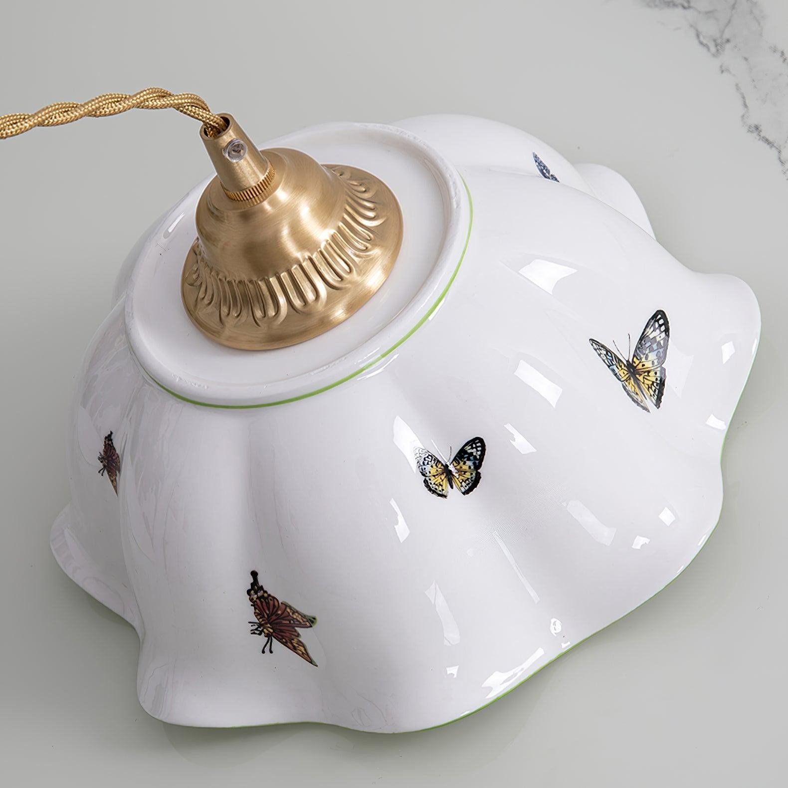 Retro crèmekleurige keramische hanglamp HL959