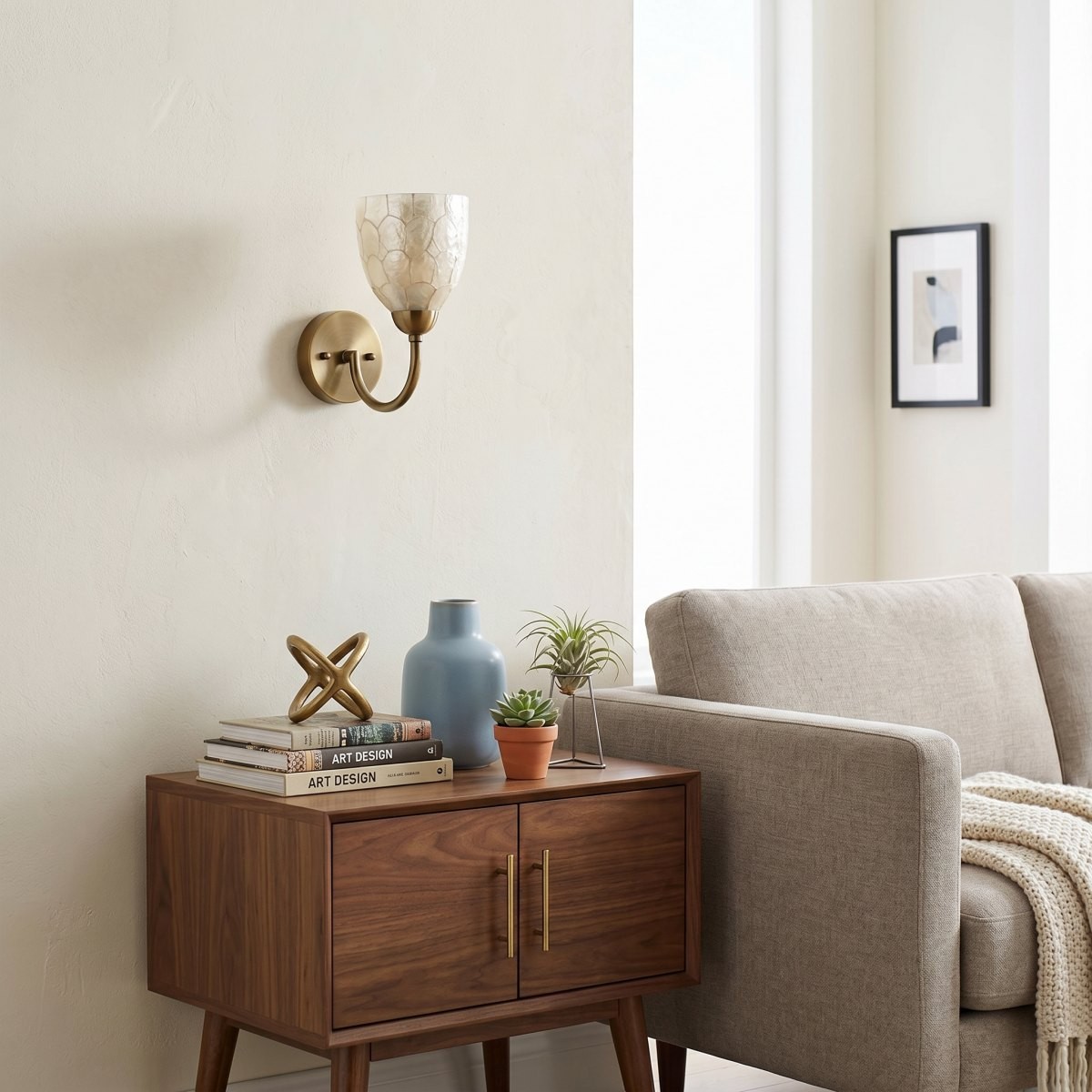 Nacrelith wandlamp - Moderne Capiz schelplamp voor de slaapkamer HL3565