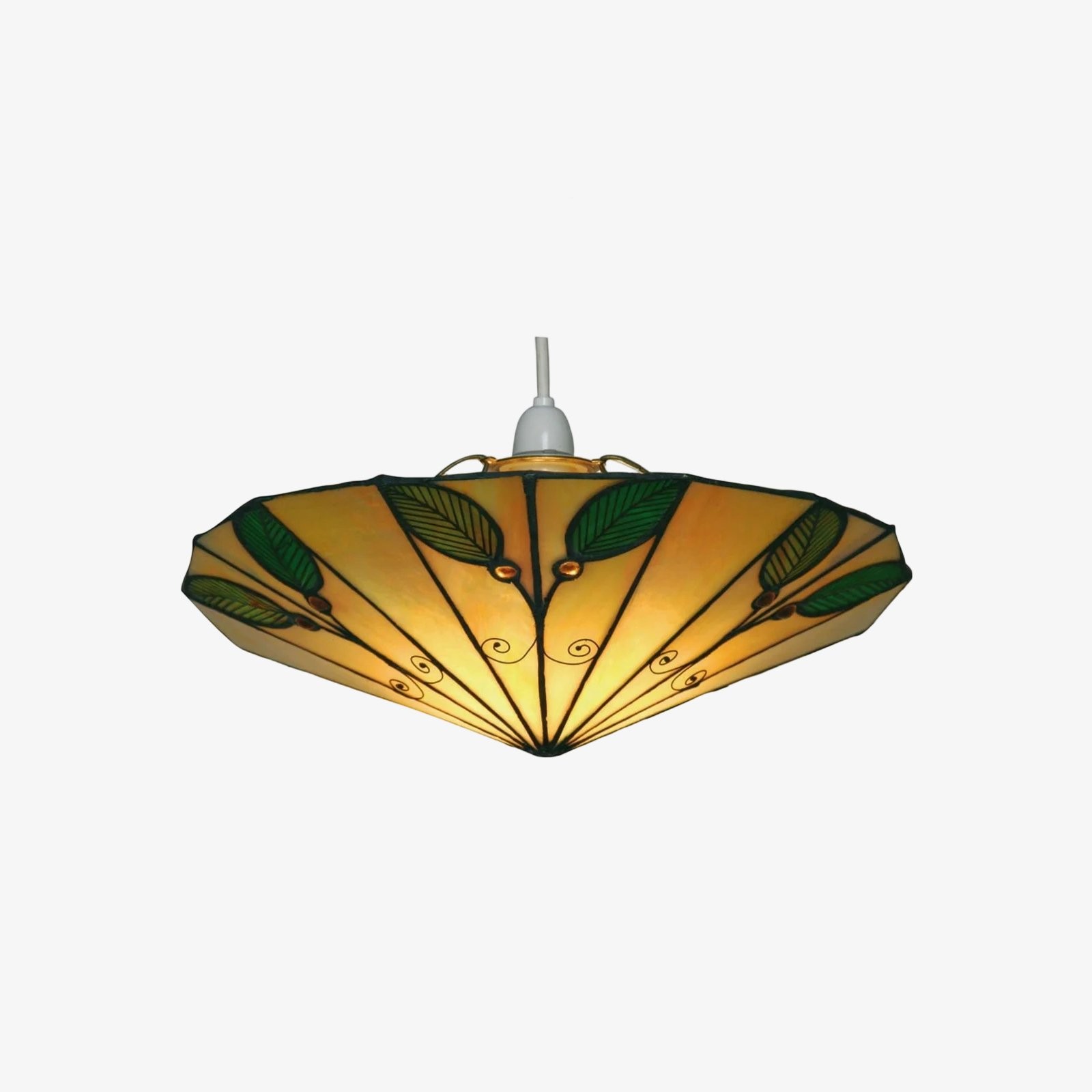 TF Harken Tiffany-stijl hanglampkap met bladmotief, gebrandschilderd glas, voor woonkamer en slaapkamer HL2024