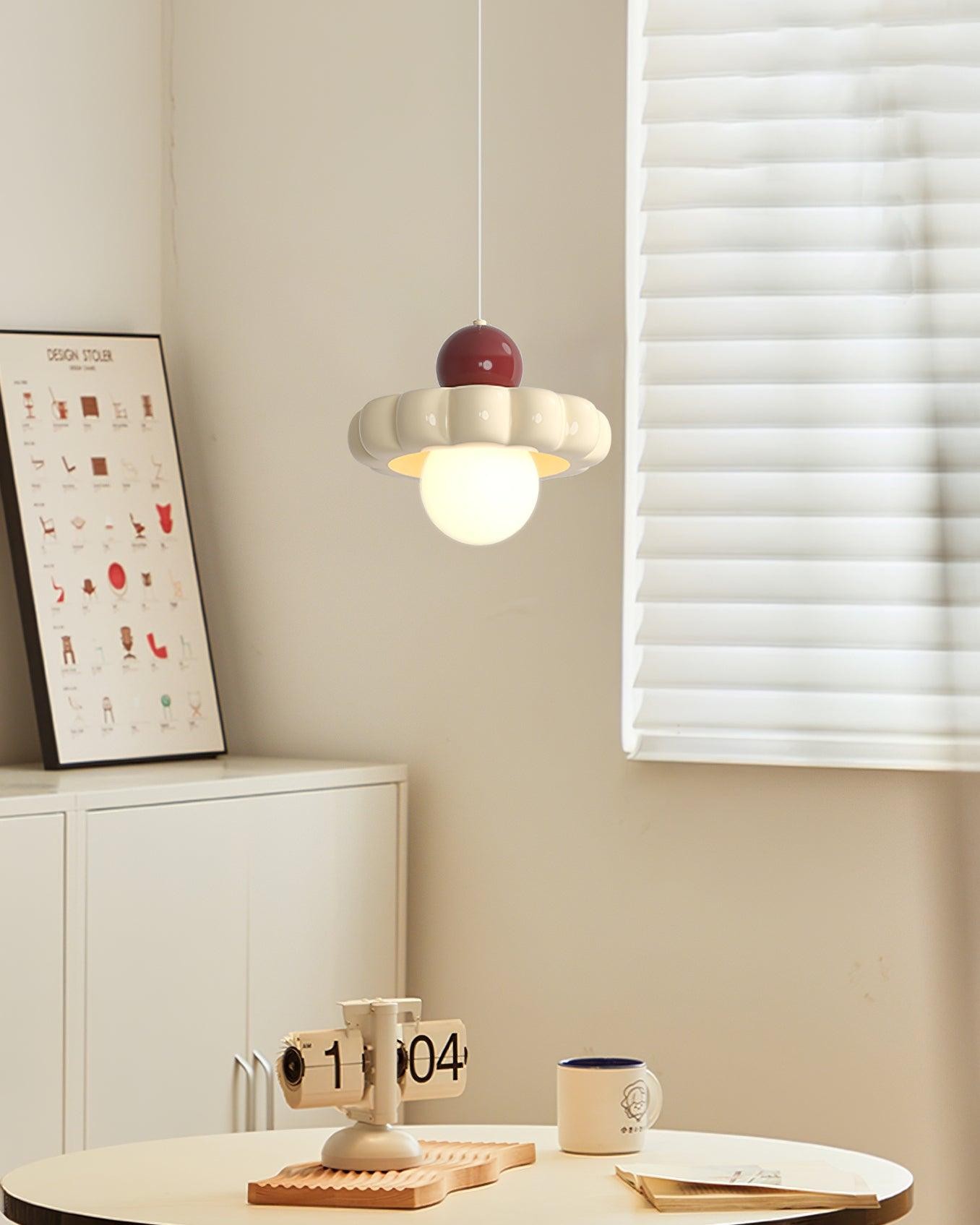 Crèmekleurige stijl lange lijn pompoen textuur hanglamp HL504