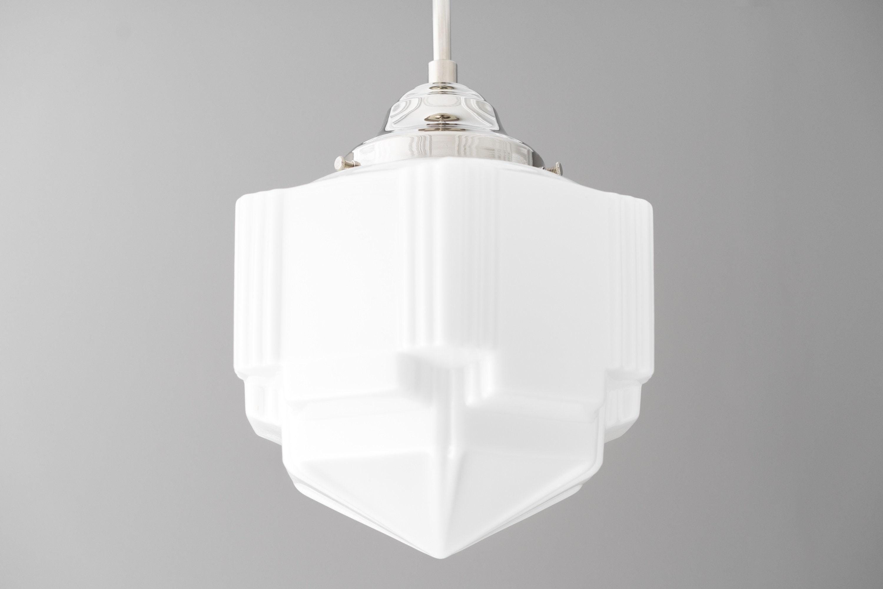 Geotower Glazen Moderne Hanglamp - Wolkenkrabber Design - Afwerking van Messing, Zwart of Nikkel HL1702