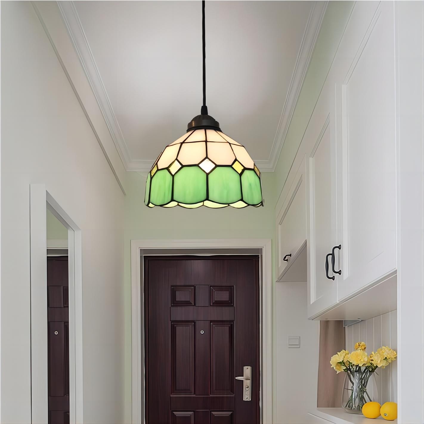 Hanglamp In Vintage Gekleurd Glas In Tiffany Stijl HL13