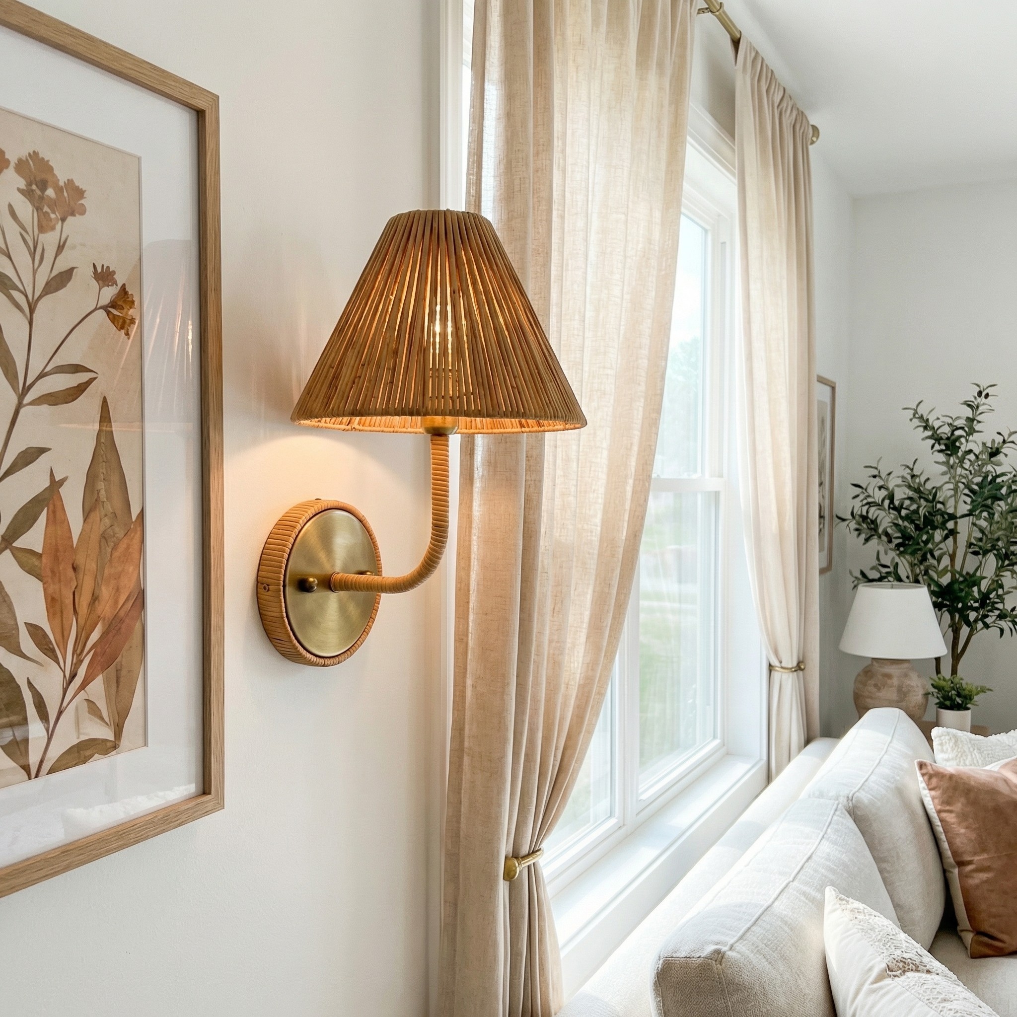 Welanery Wandlamp met Geweven Structuur en Rustieke Uitstraling - Sfeerverlichting voor de Woonkamer HL2541
