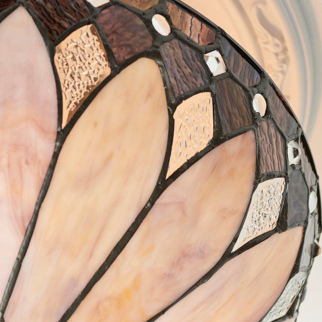 TF Brooklyn Tiffany plafondlamp met halfverzonken armatuur - Geometrische glazen kap voor gangen of woonkamers HL2243