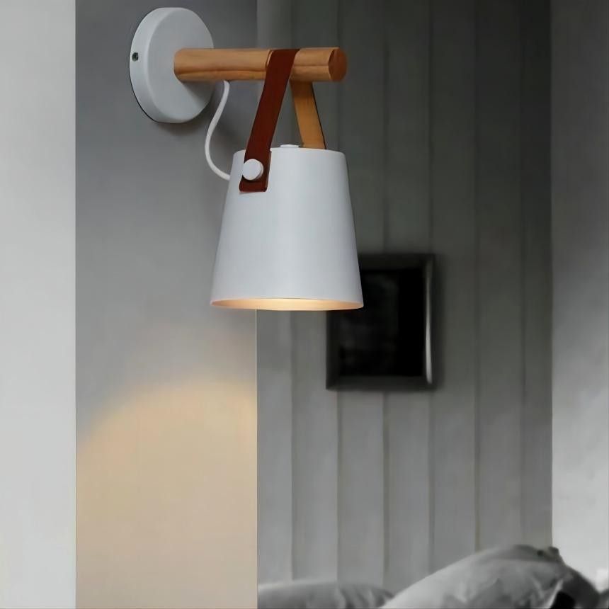 Scandinavische houten riememmer wandlamp HL62