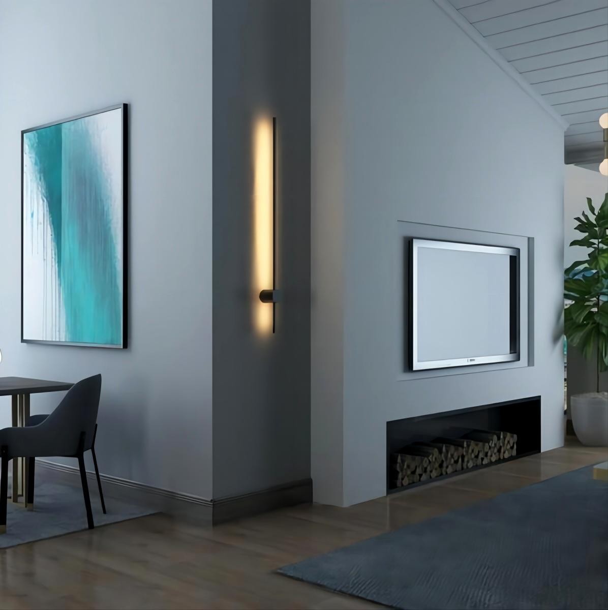 Moderne Industriële Zwarte Lineaire LED Binnen Wandlampen HL182