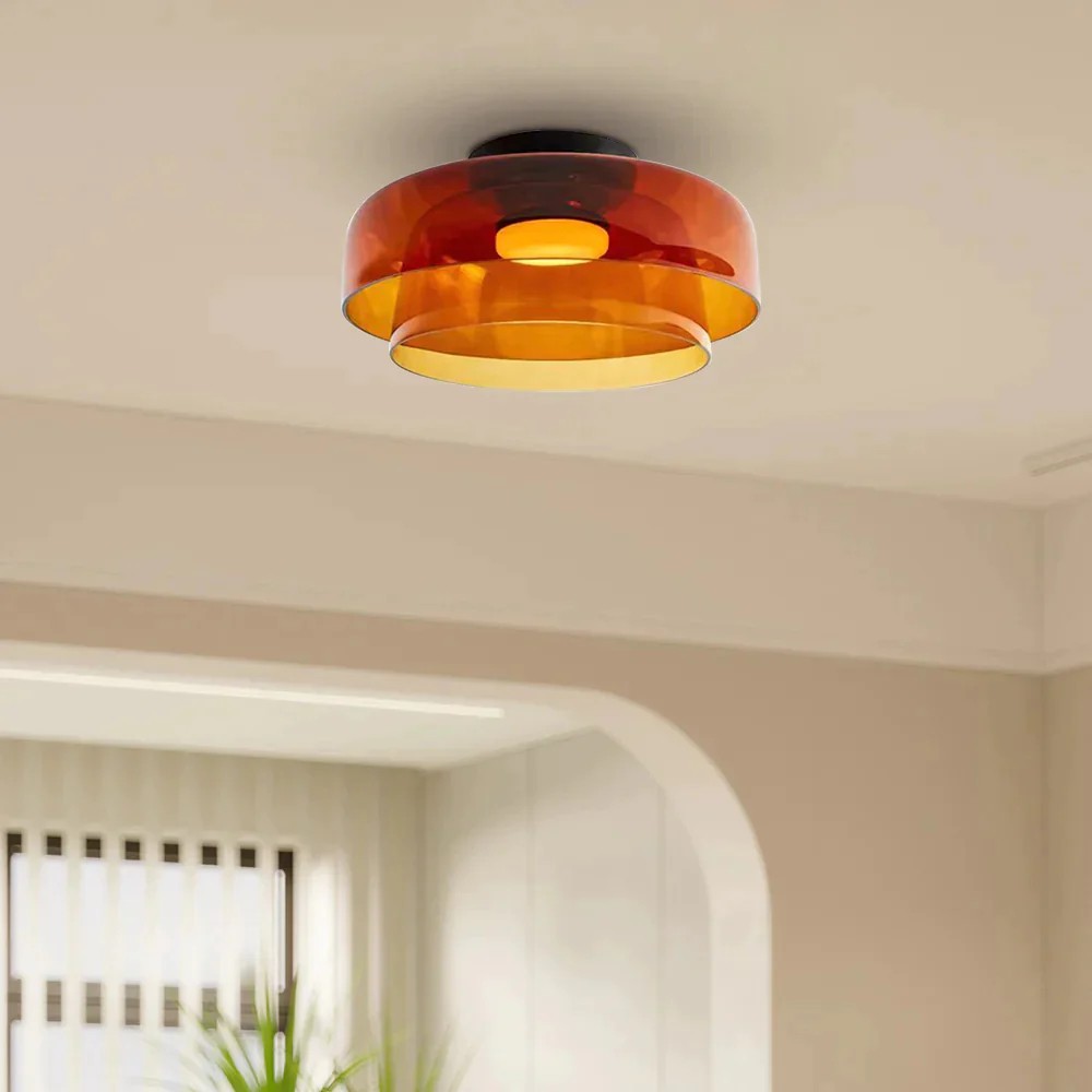 Scandinavische Glazen Schijf Plafondlamp - Noordse Macaron-stijl Lamp voor Woonkamers HL204