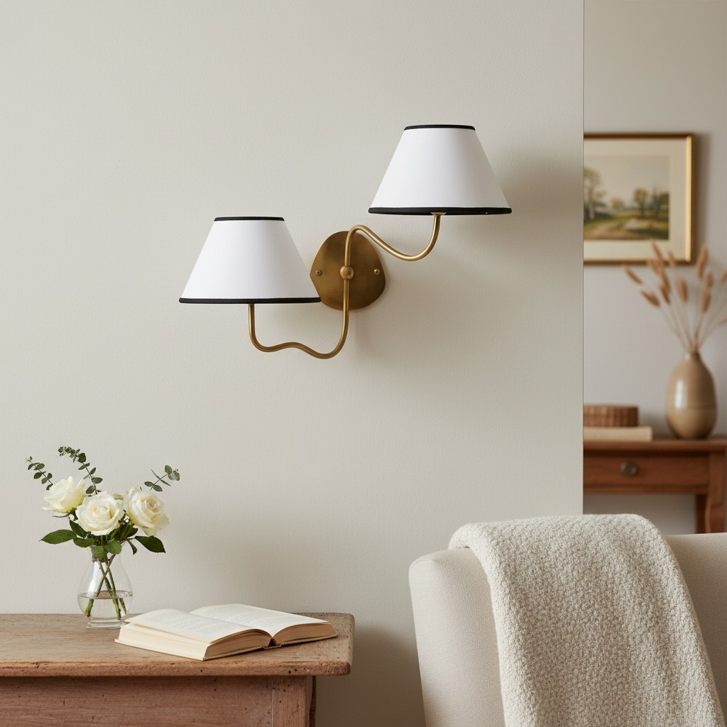 Kulo stoffen wandlamp – moderne wandlamp met dubbele arm van linnen voor de woonkamer HL1785