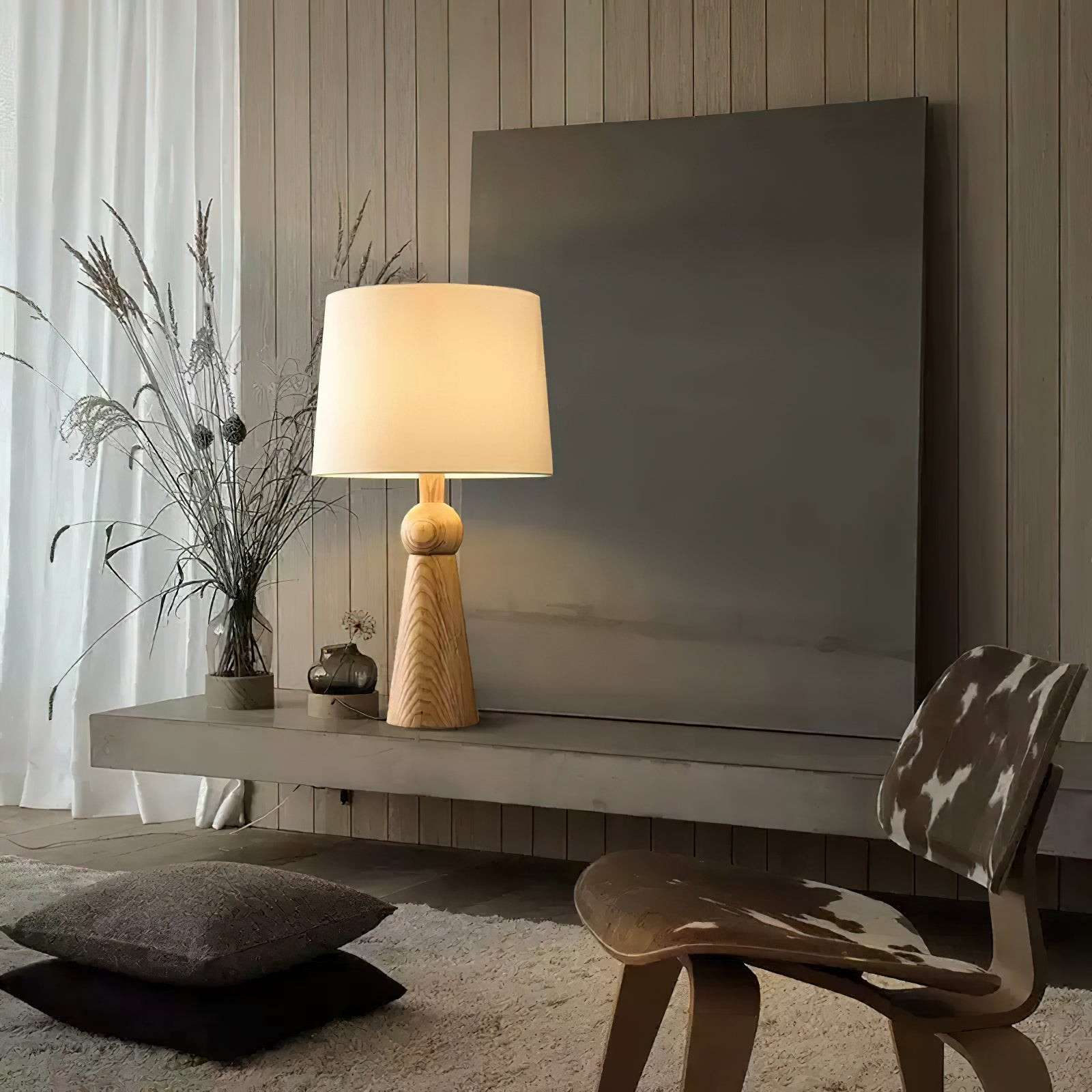 Nordic Retro Massief Houten Stoffen Tafellamp HL372