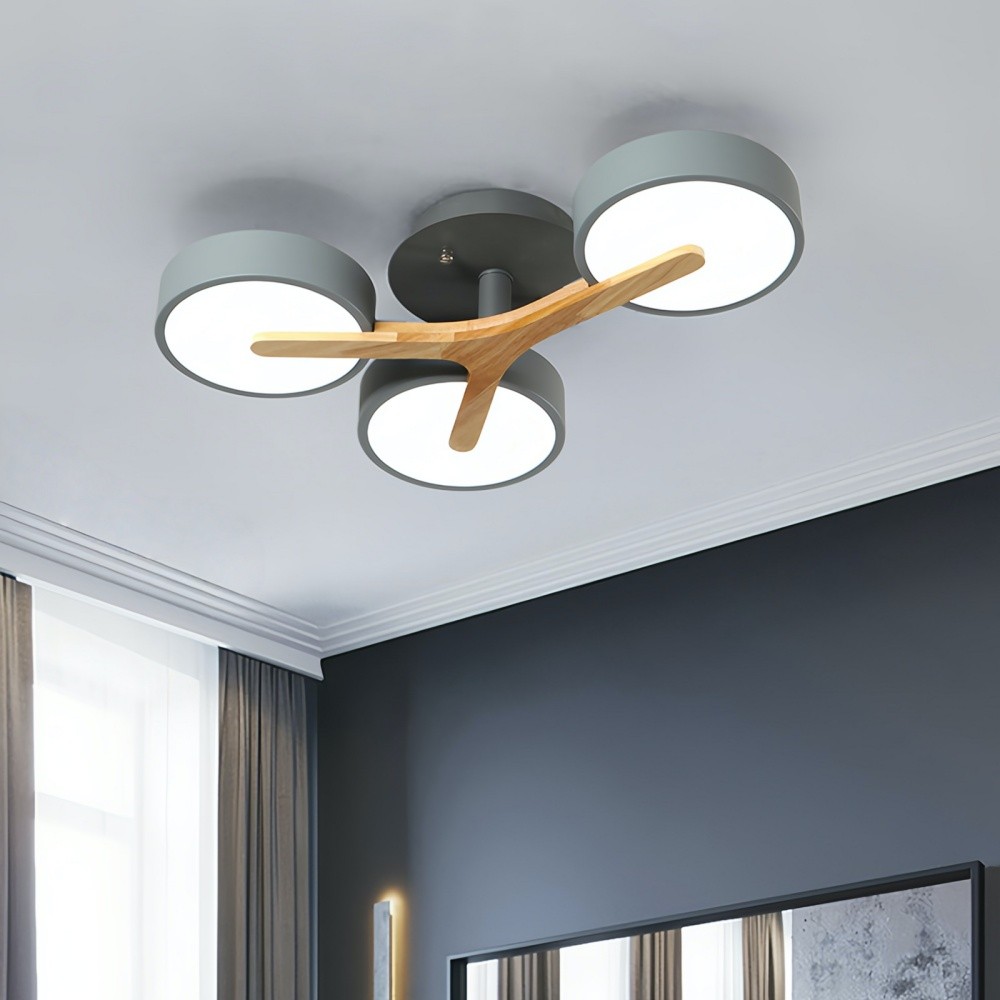 Nordic Disc Wood Plafondlamp - LED Semi-Flush Mount voor Slaapkamer HL1353