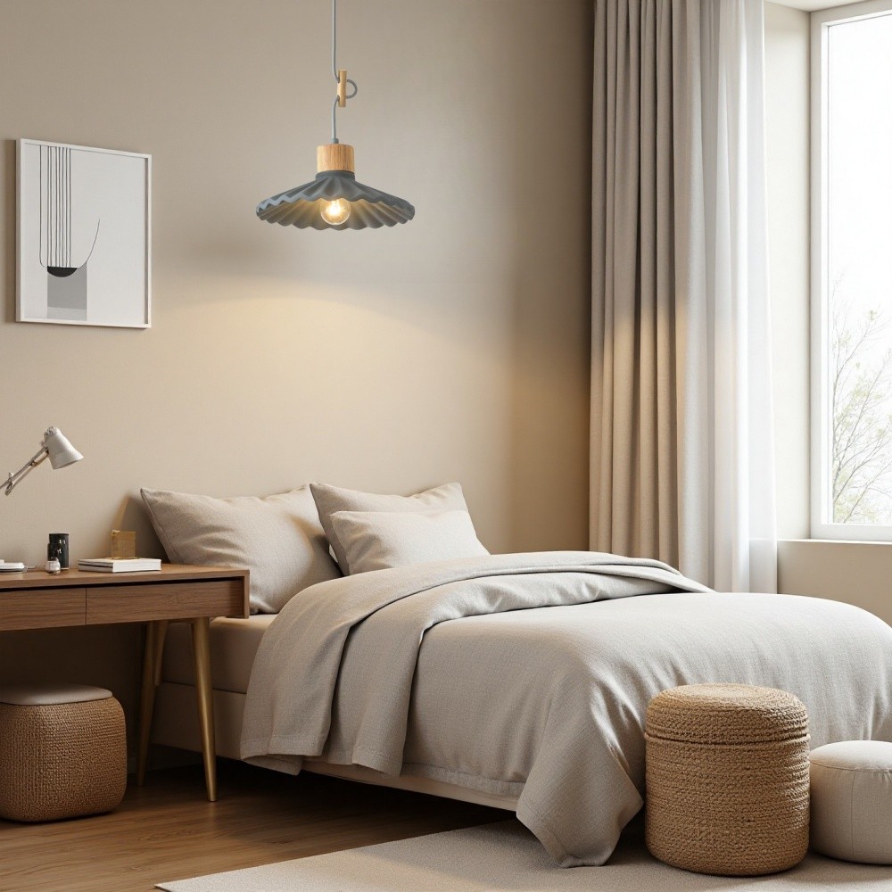 Cement Macaron hanglamp - moderne geplooide kap voor hal HL1328