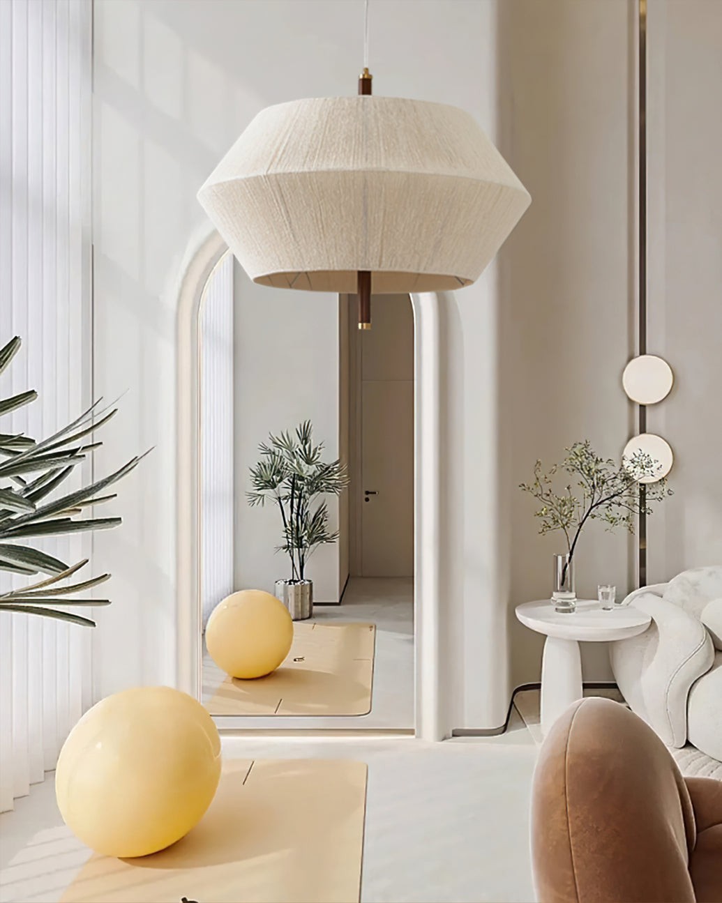 Japanse Wabi-Sabi-stijl geweven stoffen hanglamp HL880