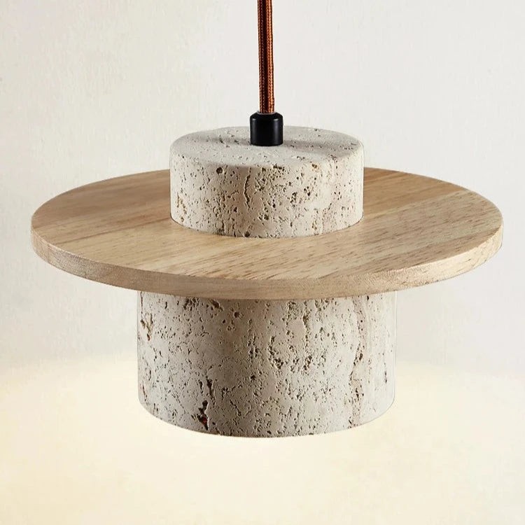 Hanglamp in Japanse vintage stijl met travertinafwerking HL3468