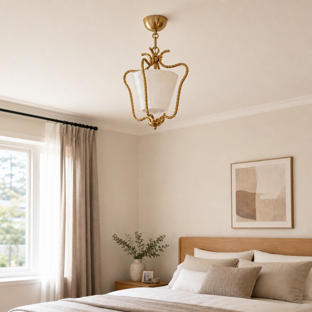 Lunavera Mid-Century Capiz Shell Drum Plafondlamp voor Balkon en Hal HL3528